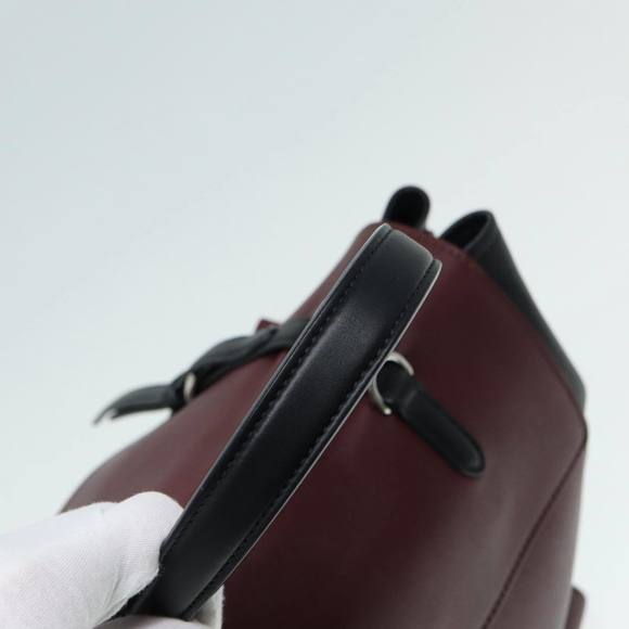 PRADA Hand Bag Leather Wine Red Silver Auth bs17882 - Picture 7 of 16